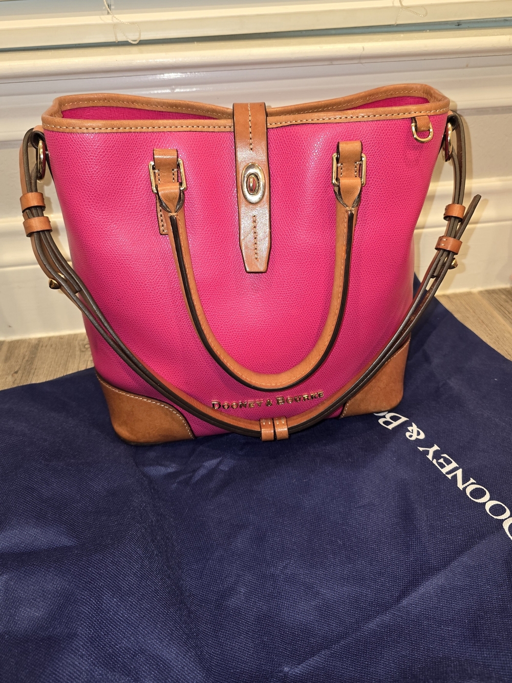 Dooney & Bourke Retired Pink Leather-Trim Turnlock Tote